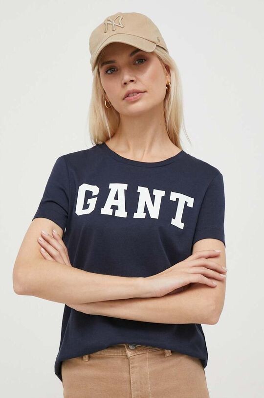 

Хлопковая футболка Gant, темно-синий