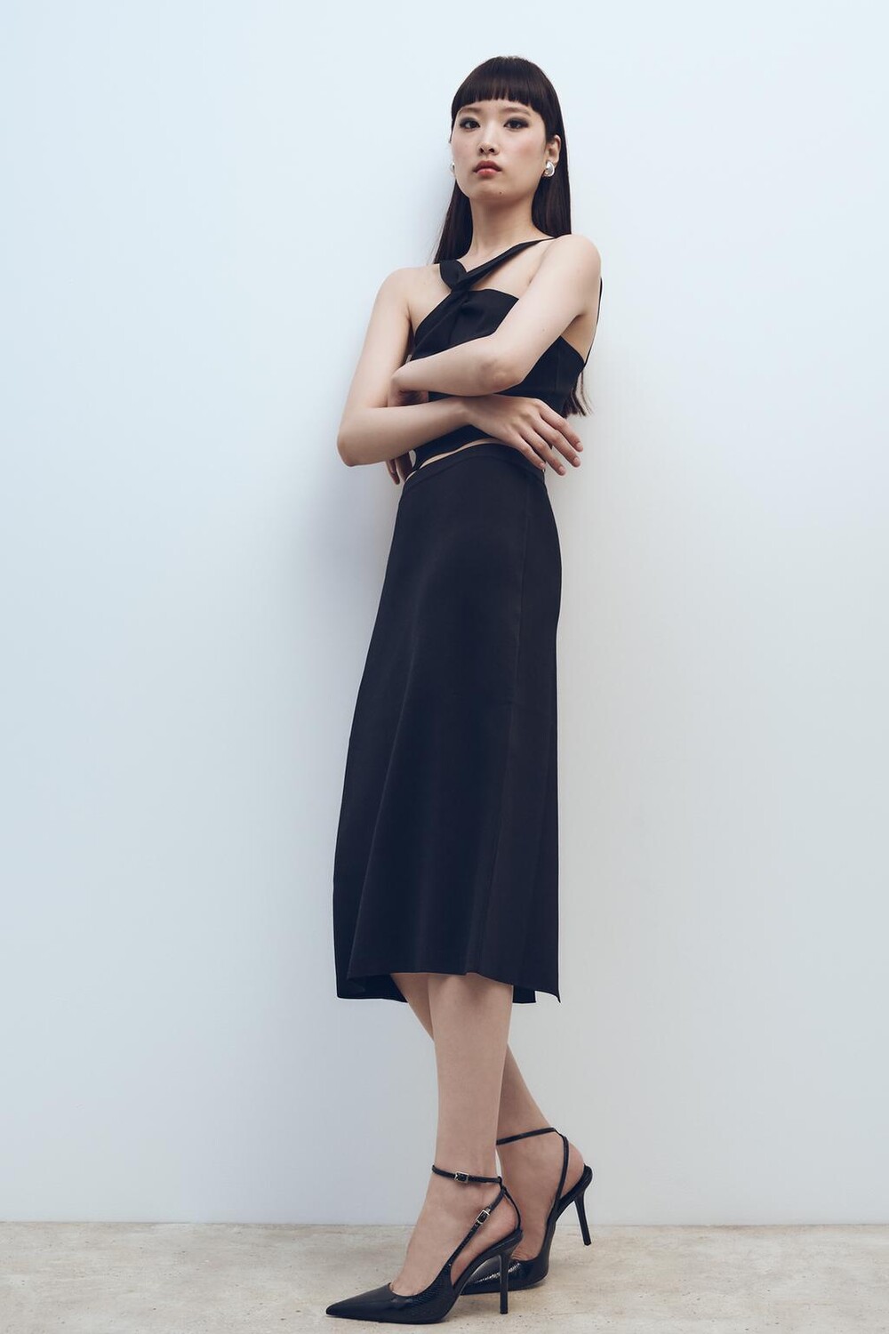 

Ботинки на каблоке с животным принтом ZARA, черный