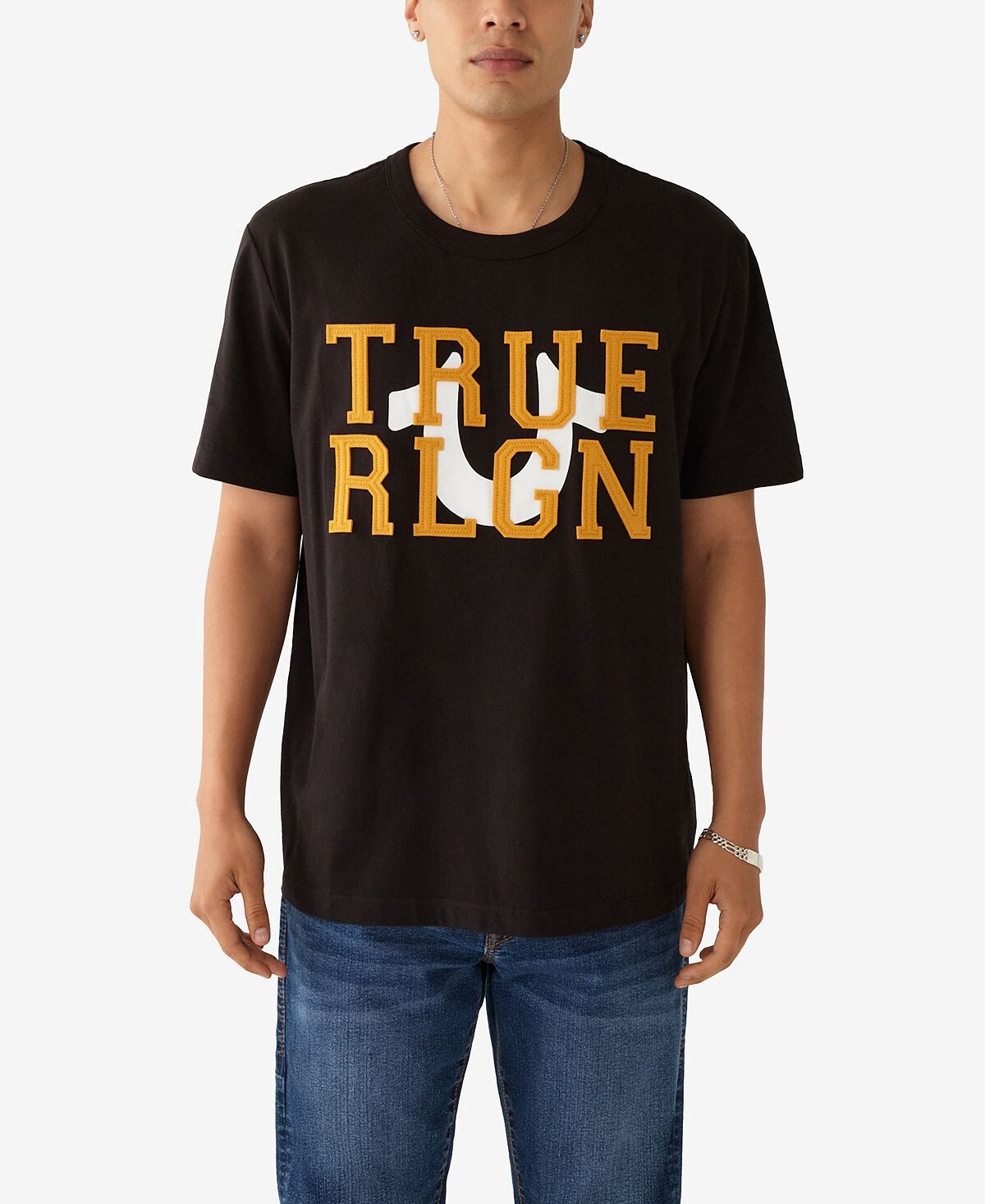 

Мужская свободная фетровая футболка с короткими рукавами True Religion