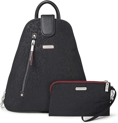 Женский рюкзак Baggallini Metro с сумками на запястье для телефона с RFID-меткой, черный гепард