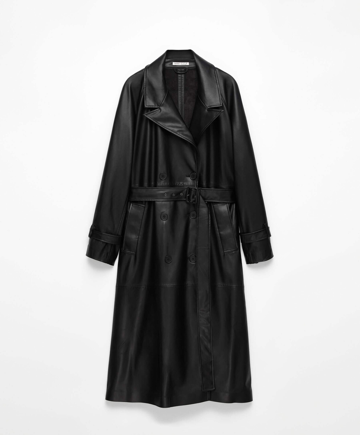

Тренч Oysho Long Faux Leather, черный