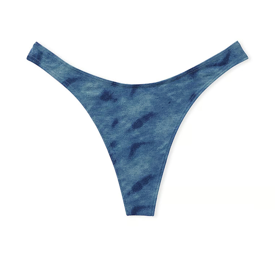 

Трусики-стринги Victoria's Secret Stretch Cotton High-Leg Scoop Thong Classic, сине-голубой, Синий