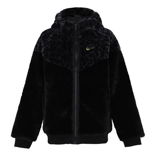 

Куртка Nike Kids Leopard print Fleece Stay Warm Hooded Boy Black, Черный