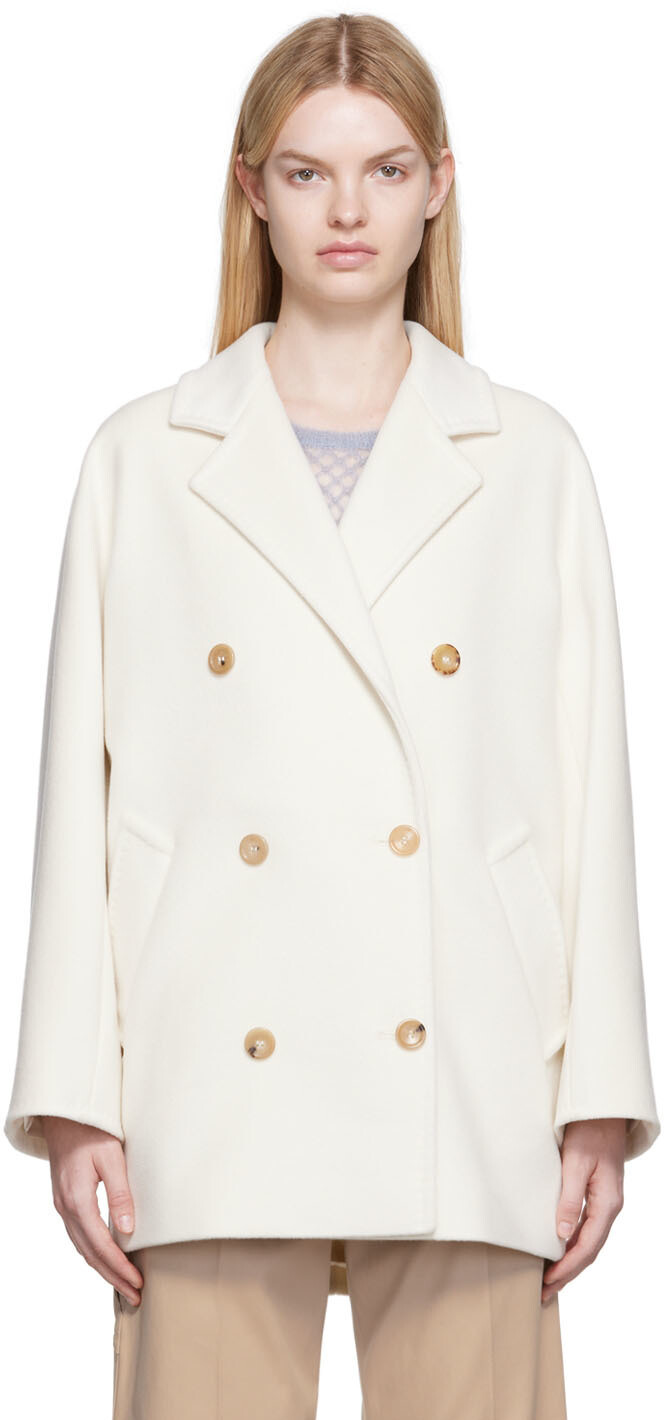 

Белое бушлатное пальто из Гвинеи Max Mara