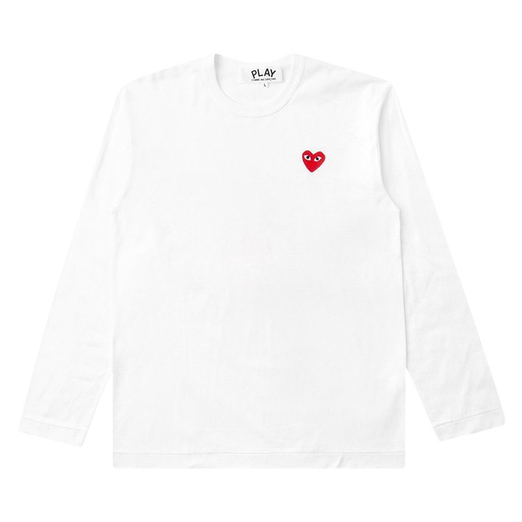 

Футболка Comme des Garçons PLAY Emblem Long-Sleeve T-Shirt 'White', белый