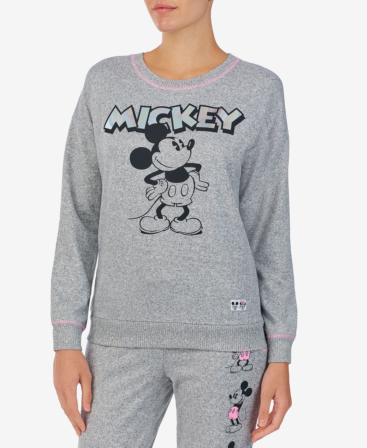Трикотажная пижамная толстовка с микки маусом и круглым вырезом Disney ...