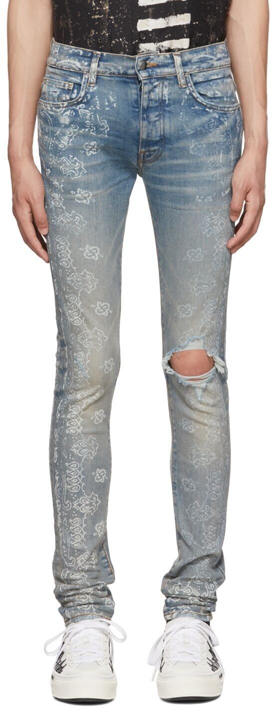 

Синие отбеленные джинсы-бандана AMIRI