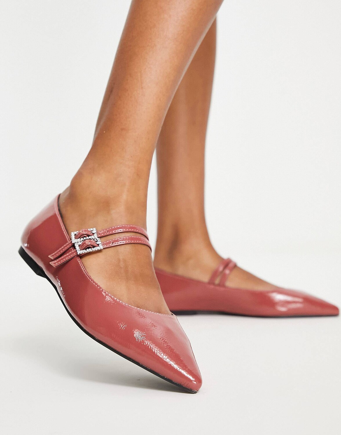 

Розовые лакированные балетки maryjane с украшением ASOS DESIGN Leonie