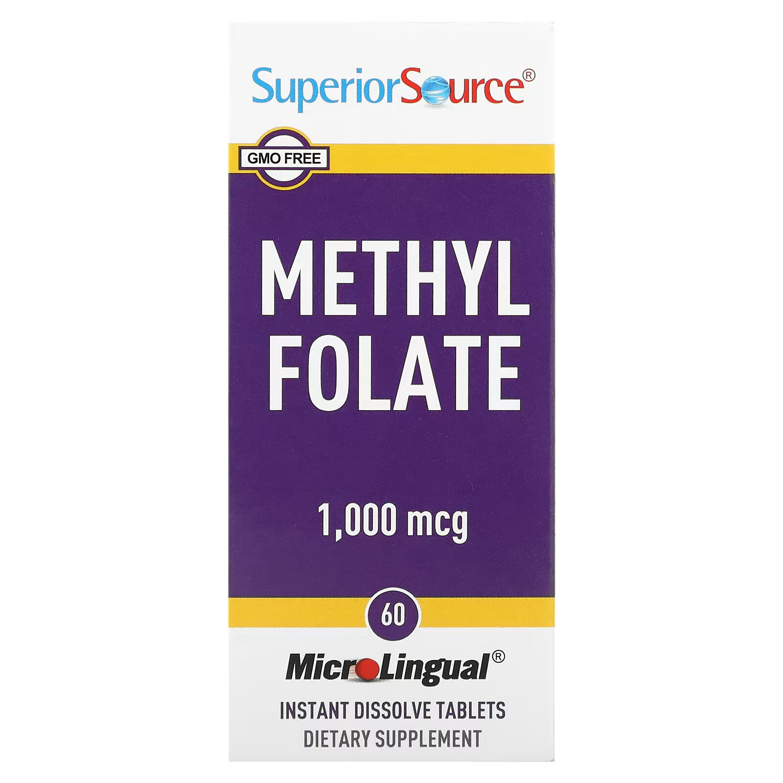 Superior Source, метилфолат, 1000 мкг, 60 таблеток цианокобаламин b 12 superior source 1000 мкг 100 таблеток