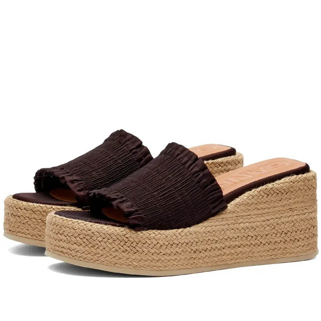 

Сандалии GANNI Smock Espadrille Wedge, темно-коричневый
