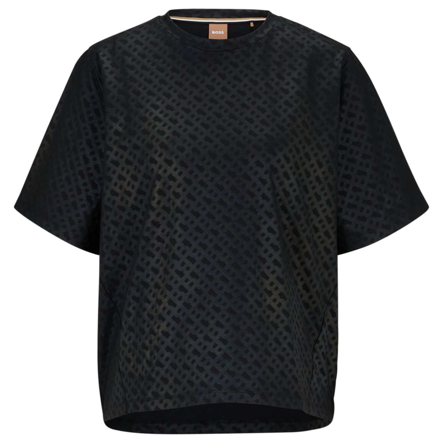 

Футболка Boss Oversized-fit In Monogrammed Stretch Cotton, черный
