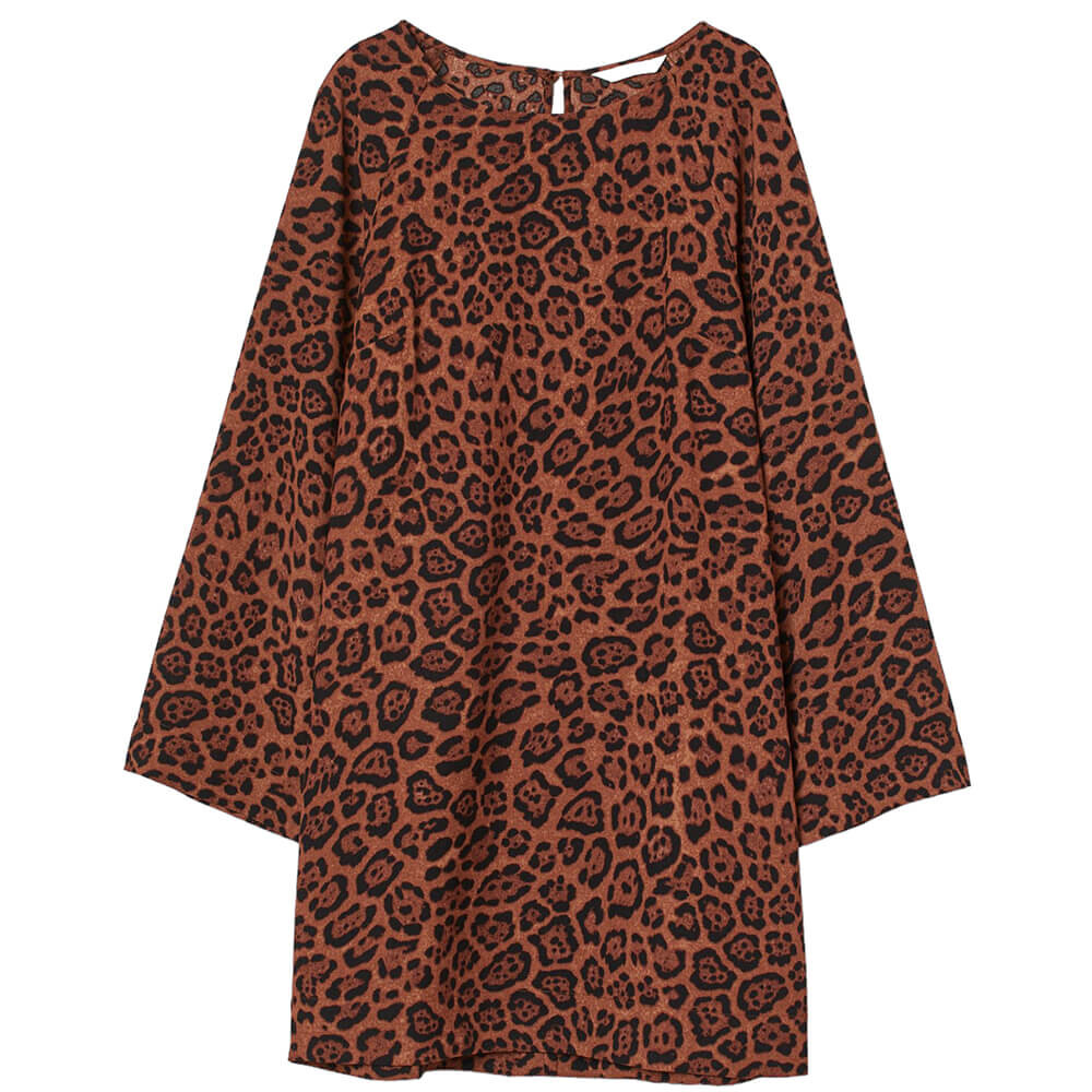 

Платье H&M Wide-sleeved, коричневый/леопардовый принт
