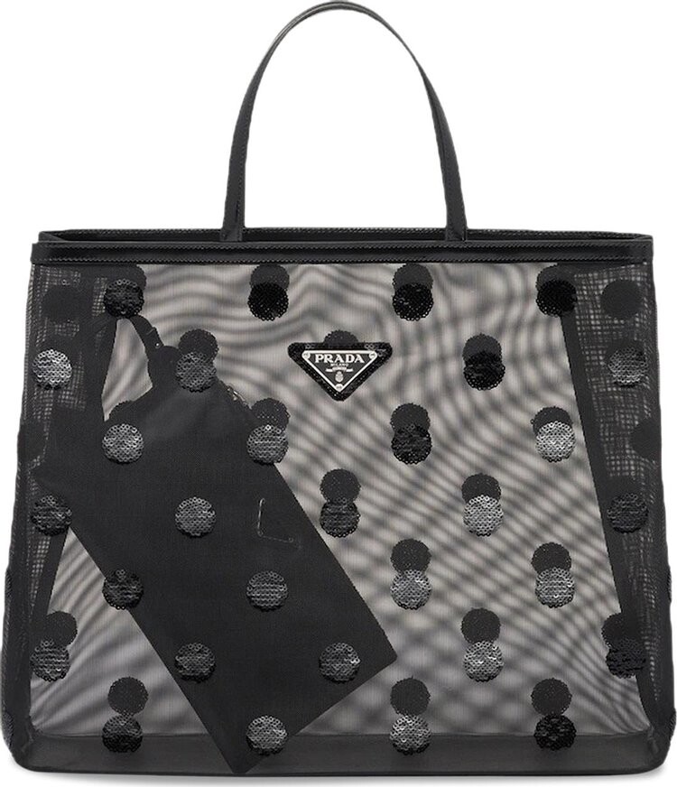 

Сумка Prada Sequined Mesh Tote Bag Black, черный