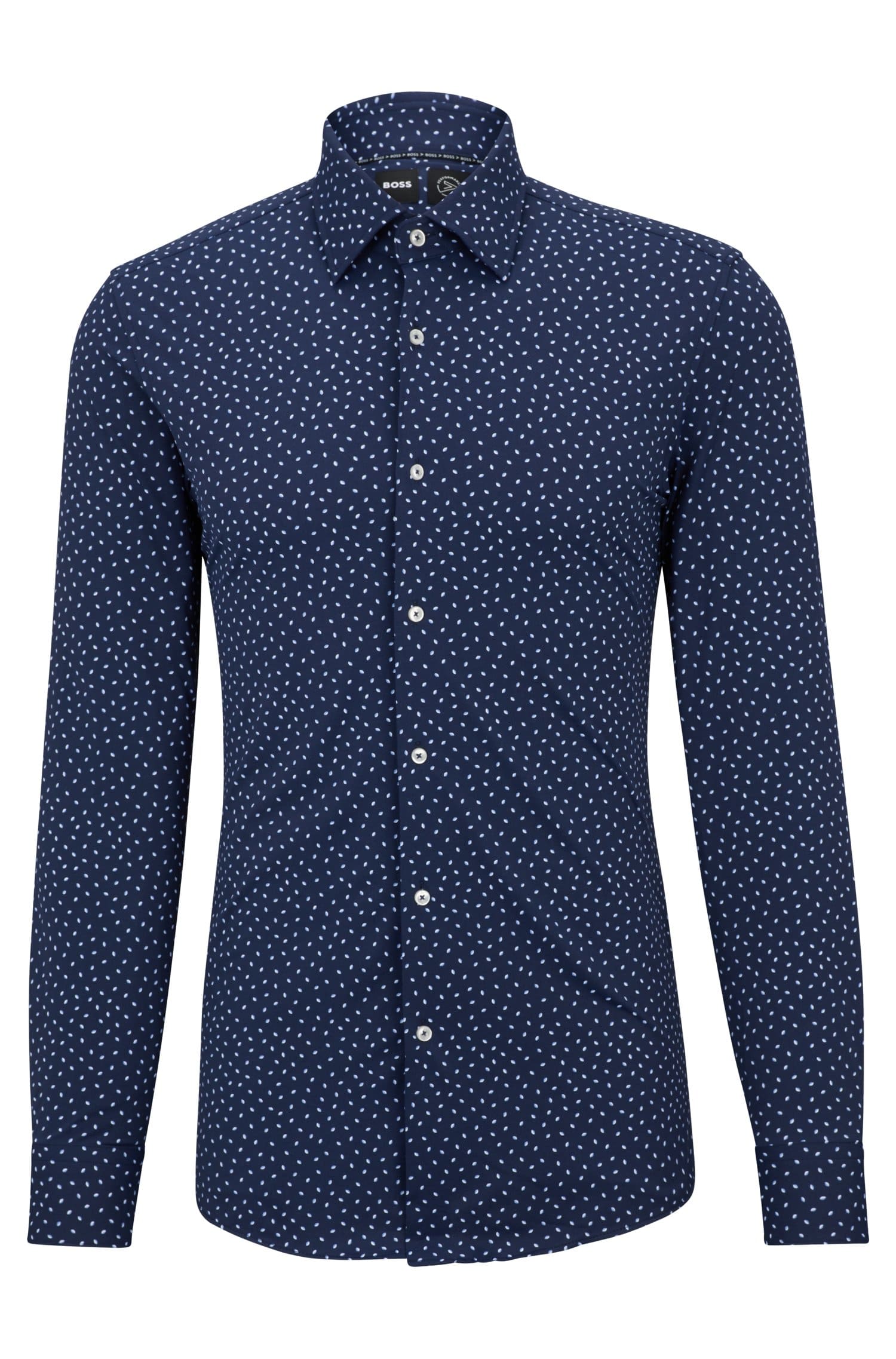 цена Приталенная рубашка Hugo Boss из функциональной эластичной ткани с узором, темно-синий