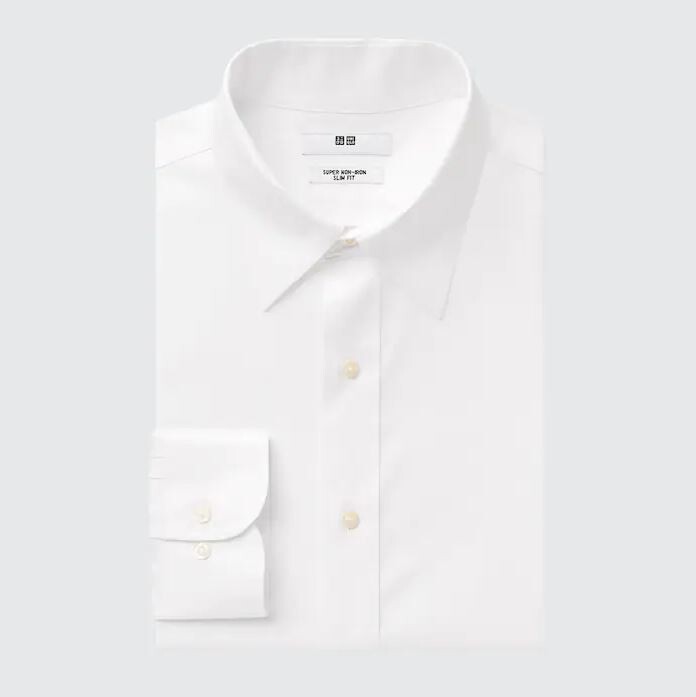 

Рубашка полуразрезной воротник Uniqlo Super Non-iron Slim Fit, белый