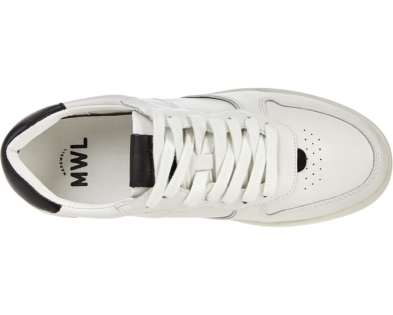 

Кроссовки Court Sneakers in White and Black Leather Madewell, черный