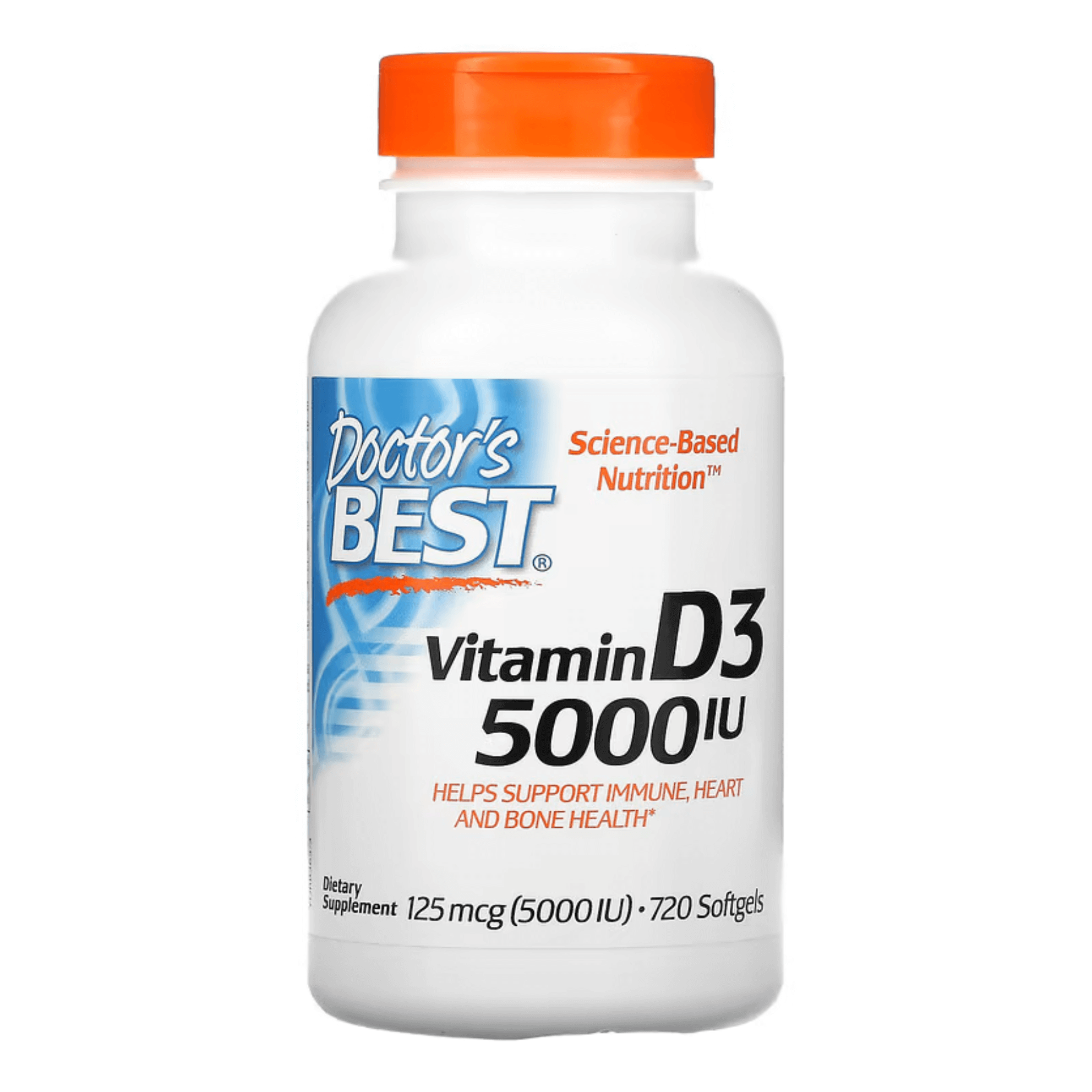 Витамин D3 Doctor's Best, 125 мкг (5000 МЕ), 720 капсул doctor s best витамин d3 125 мкг 5 000 ме 180 капсул
