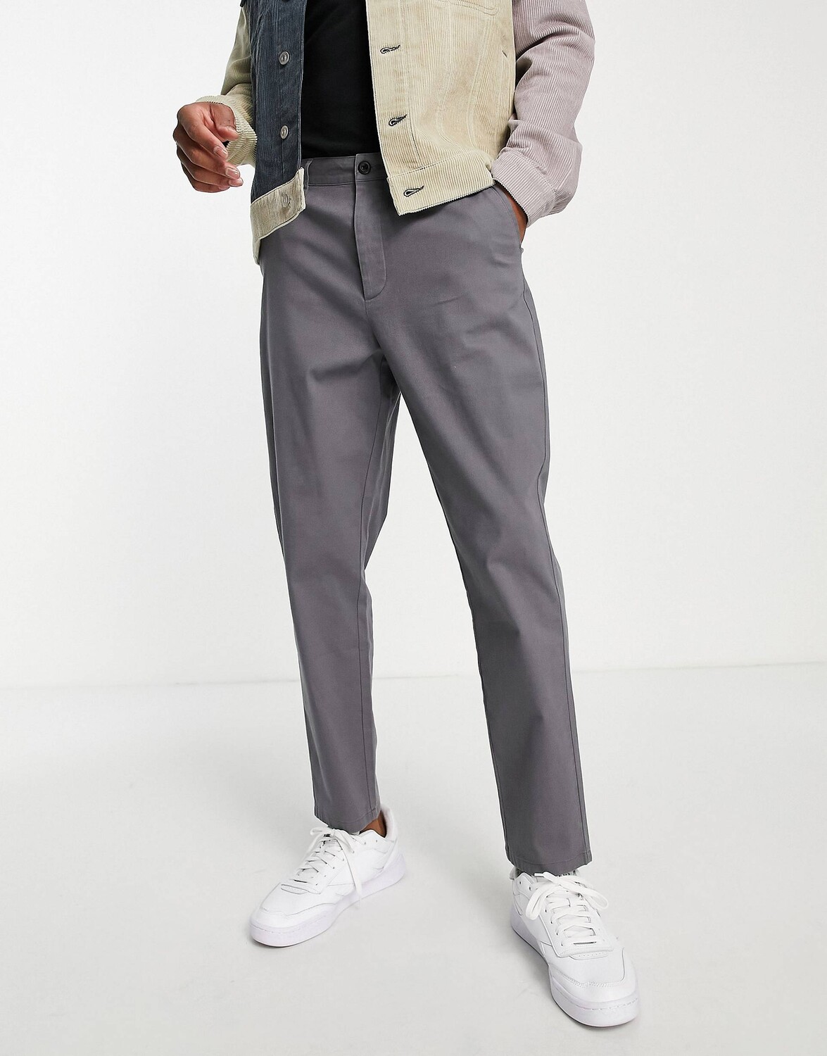 

Серые зауженные брюки чинос ASOS DESIGN