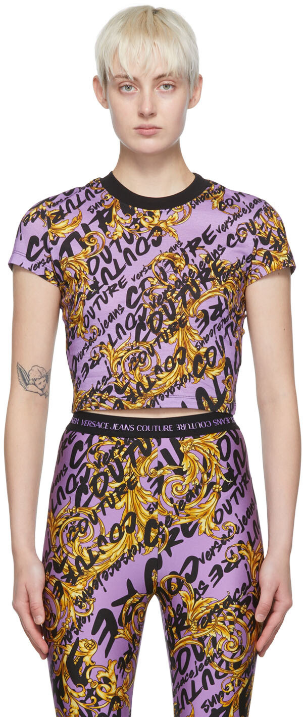 

Фиолетовая хлопковая футболка Versace Jeans Couture