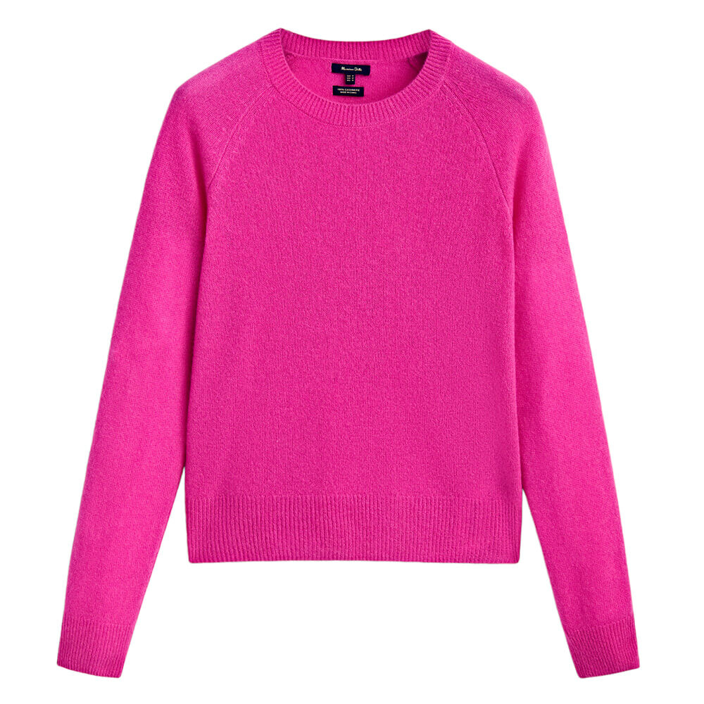 

Джемпер Massimo Dutti Cashmere Crew Neck, фуксия