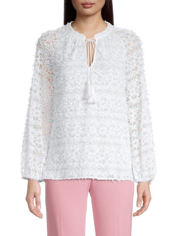 Текстурированная блузка bailey Kobi Halperin White блуза из фактурной ткани с карманами