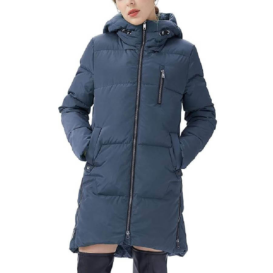 Пальто-пуховик Orolay Two-Way Zipper Winter Down Puffer, темно-синий пуховик средней длины с капюшоном sanctuary лаванда