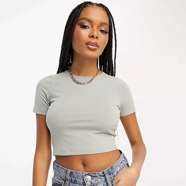 

Футболка Asos Design Fitted Crop, хаки