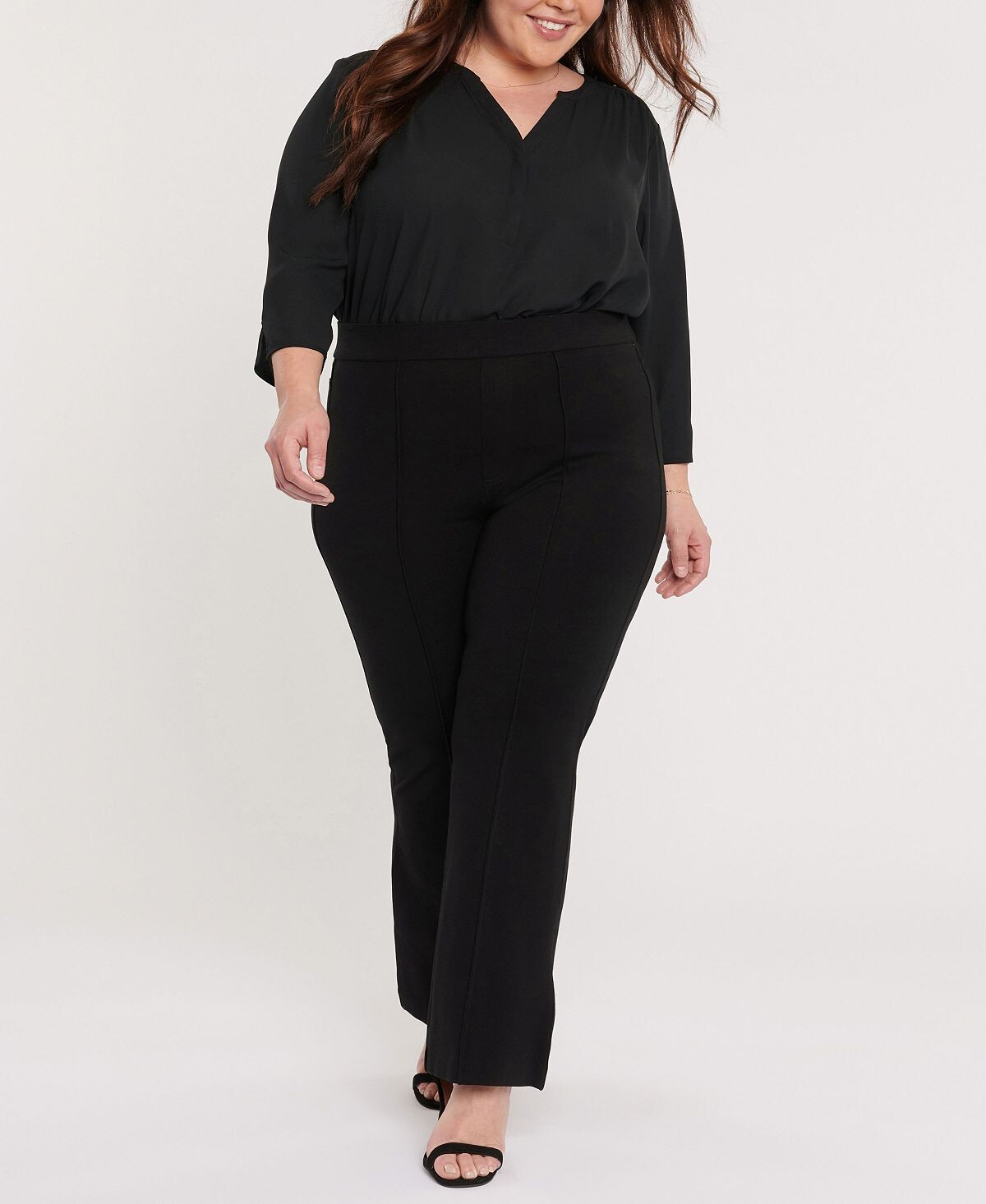 

Брюки больших размеров sculpt-her pull on ponte flare leg pant NYDJ, Черный