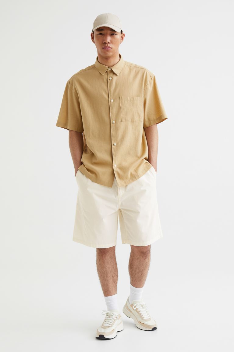 Хлопковые шорты свободного кроя H&M, сливочный хлопковые джоггеры карго свободного кроя h
