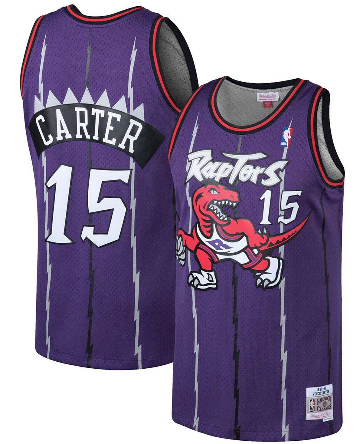цена Мужская джерси vince carter purple toronto raptors 1998-99 hardwood classics swingman Mitchell & Ness, фиолетовый