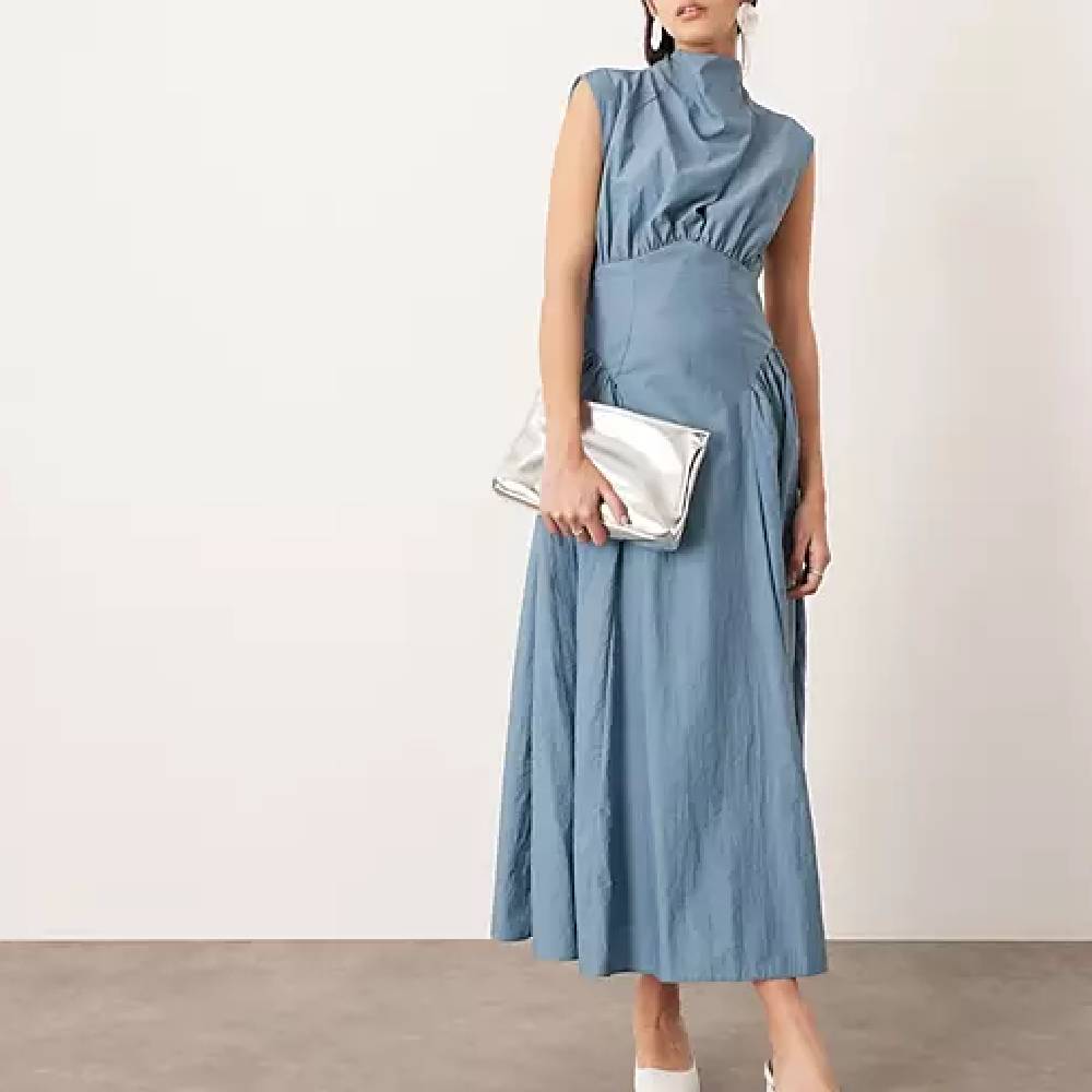 Платье Asos Edition Sleeveless Nipped, голубой платье макси asos edition sleeveless sheer monochrome stripe черный белый