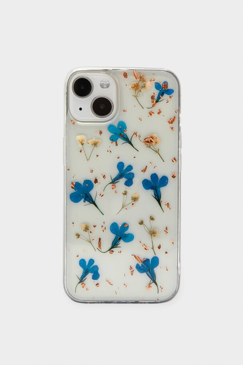 

Чехол для iPhone с засушенным цветком Pull&Bear, синий