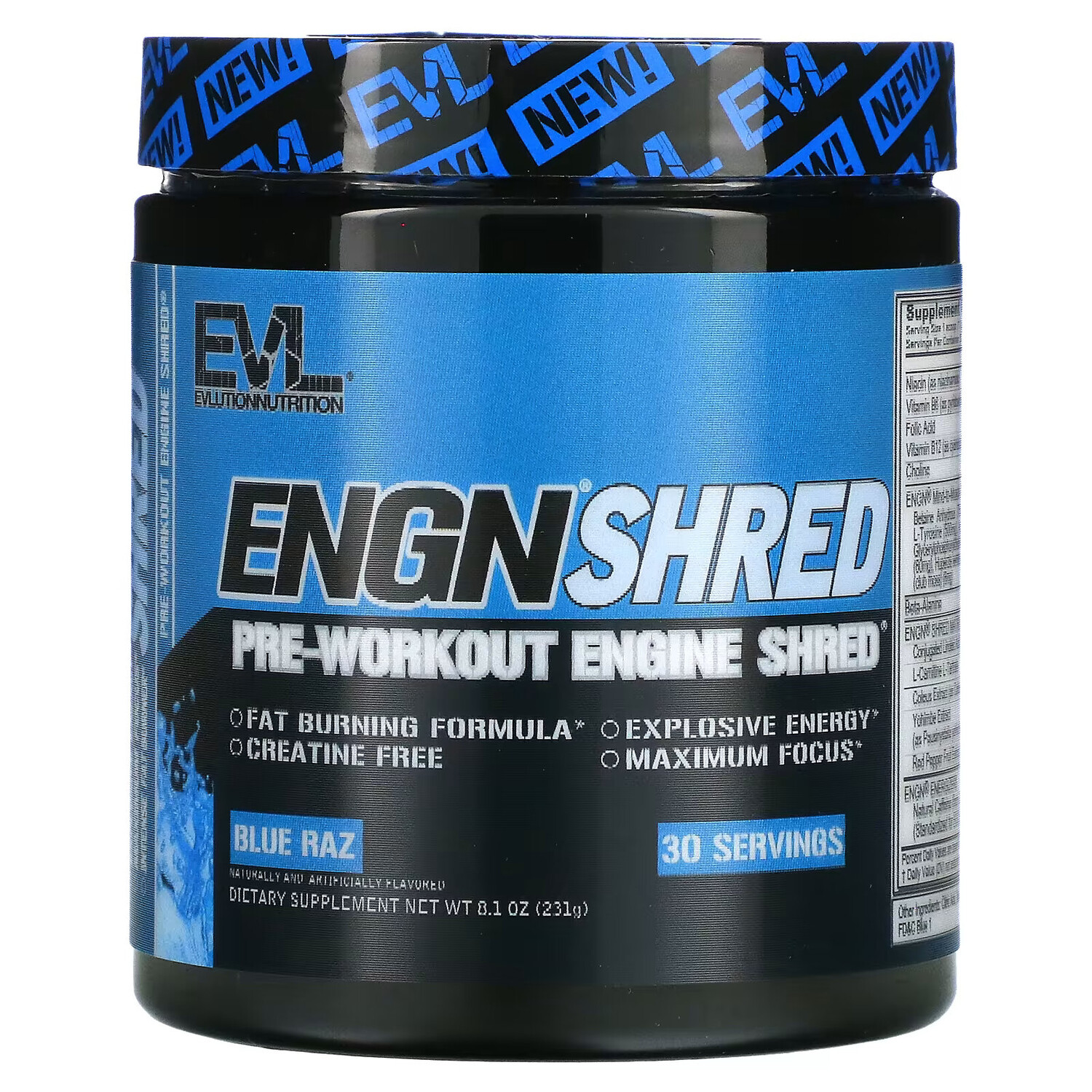 

EVLution Nutrition, ENGN Shred, предтренировочный клочок, синяя ветвь, 231 г (8,1 унции)