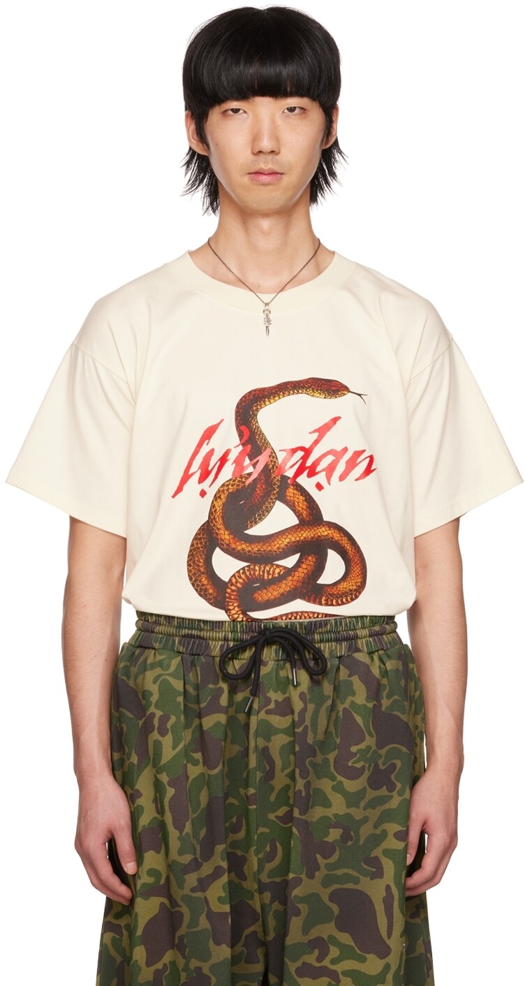 

Оверсайз-футболка Off-White с узлом и змеиным принтом LU'U DAN, Белый
