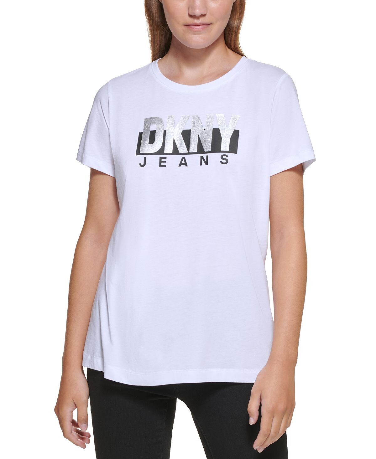 

Металлизированная футболка с логотипом DKNY Jeans, мульти