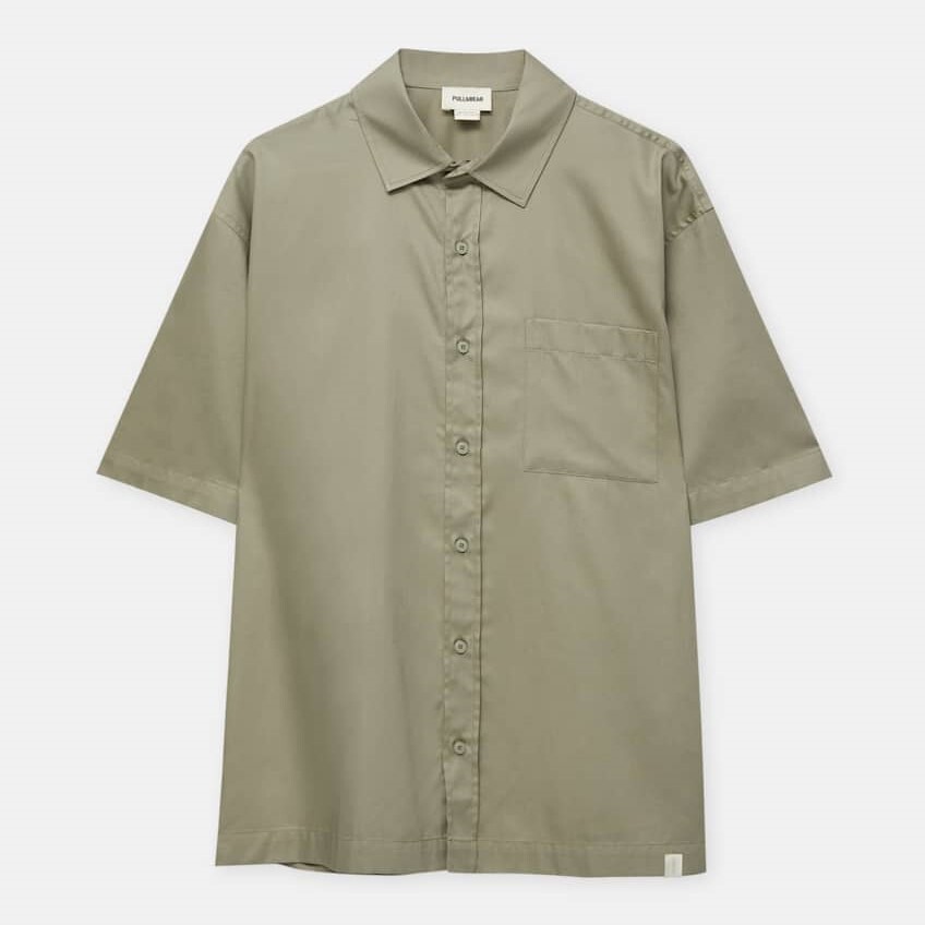 

Рубашка Pull&Bear Short Sleeve Poplin, хаки