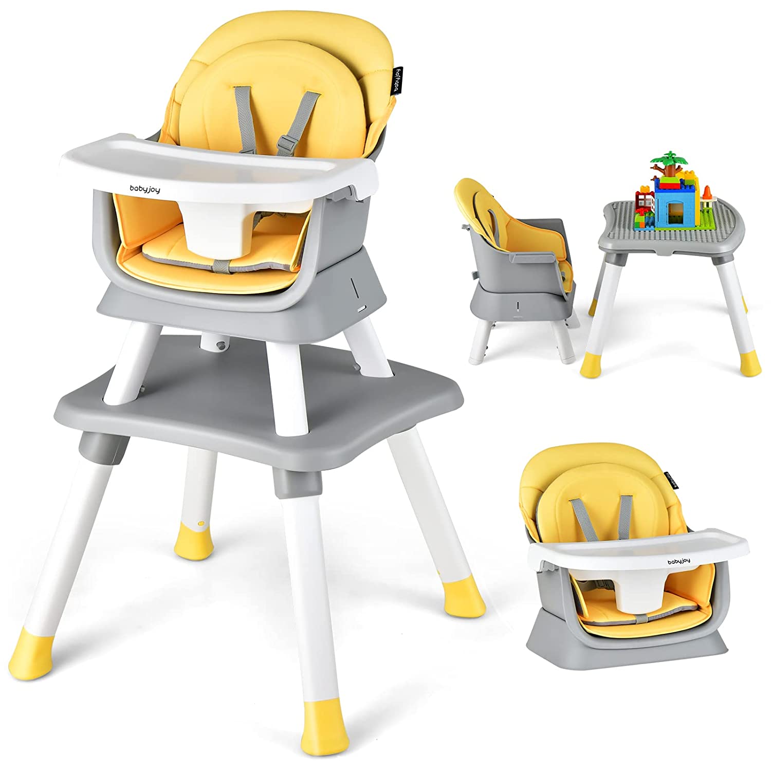 Детский стульчик-трансформер для кормления 8 в 1 Honey Joy, желтый