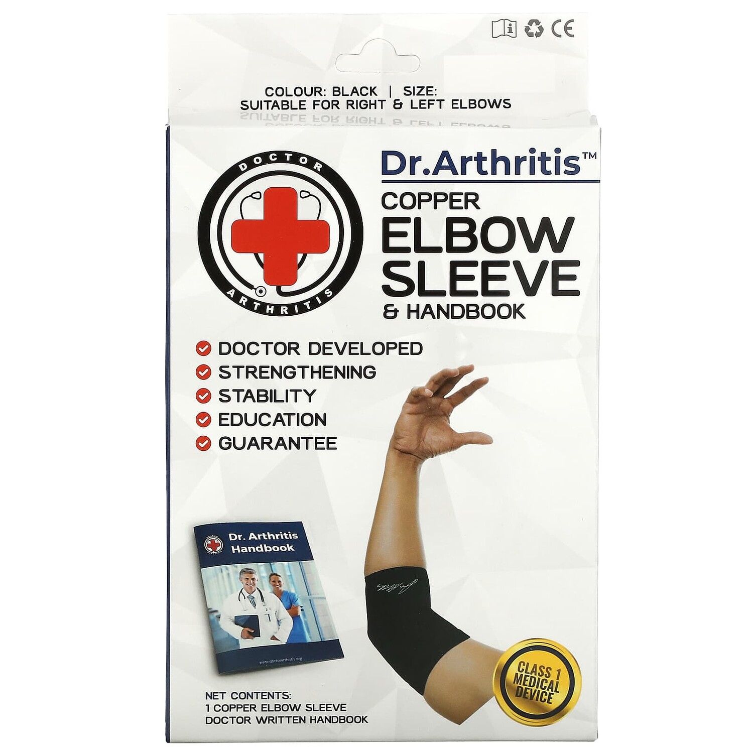 

Медный Рукав Doctor Arthritis до локтя, большой, черный