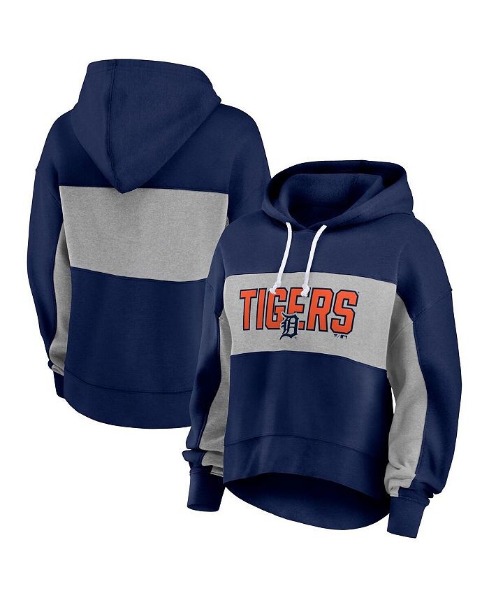 

Женский темно-синий пуловер с капюшоном с наполнителем и логотипом Detroit Tigers Fanatics, синий