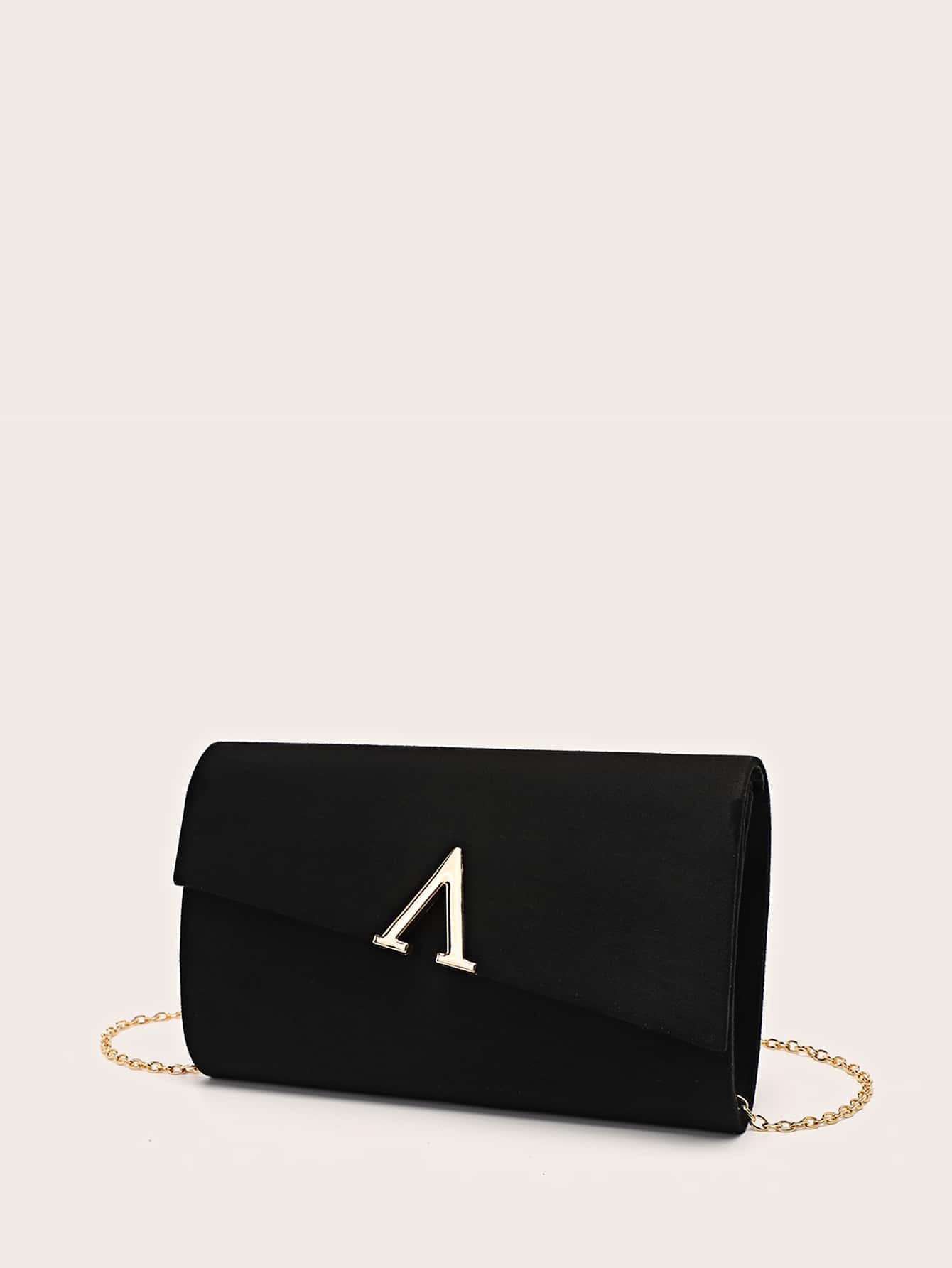 Металлический декор-конверт, модный клатч, цепной ремешок, черный сумка клатч с ремешком adair единый размер синий
