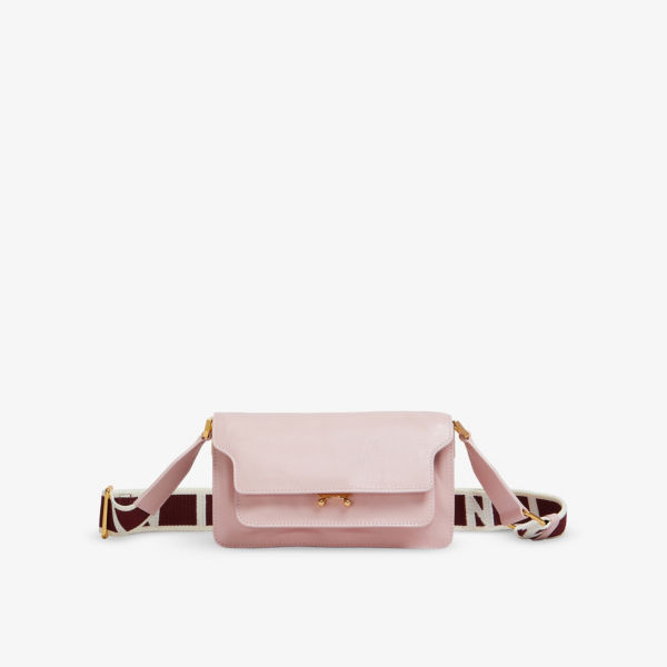 Кожаная сумка через плечо east/west soft trunk Marni, розовый цена и фото