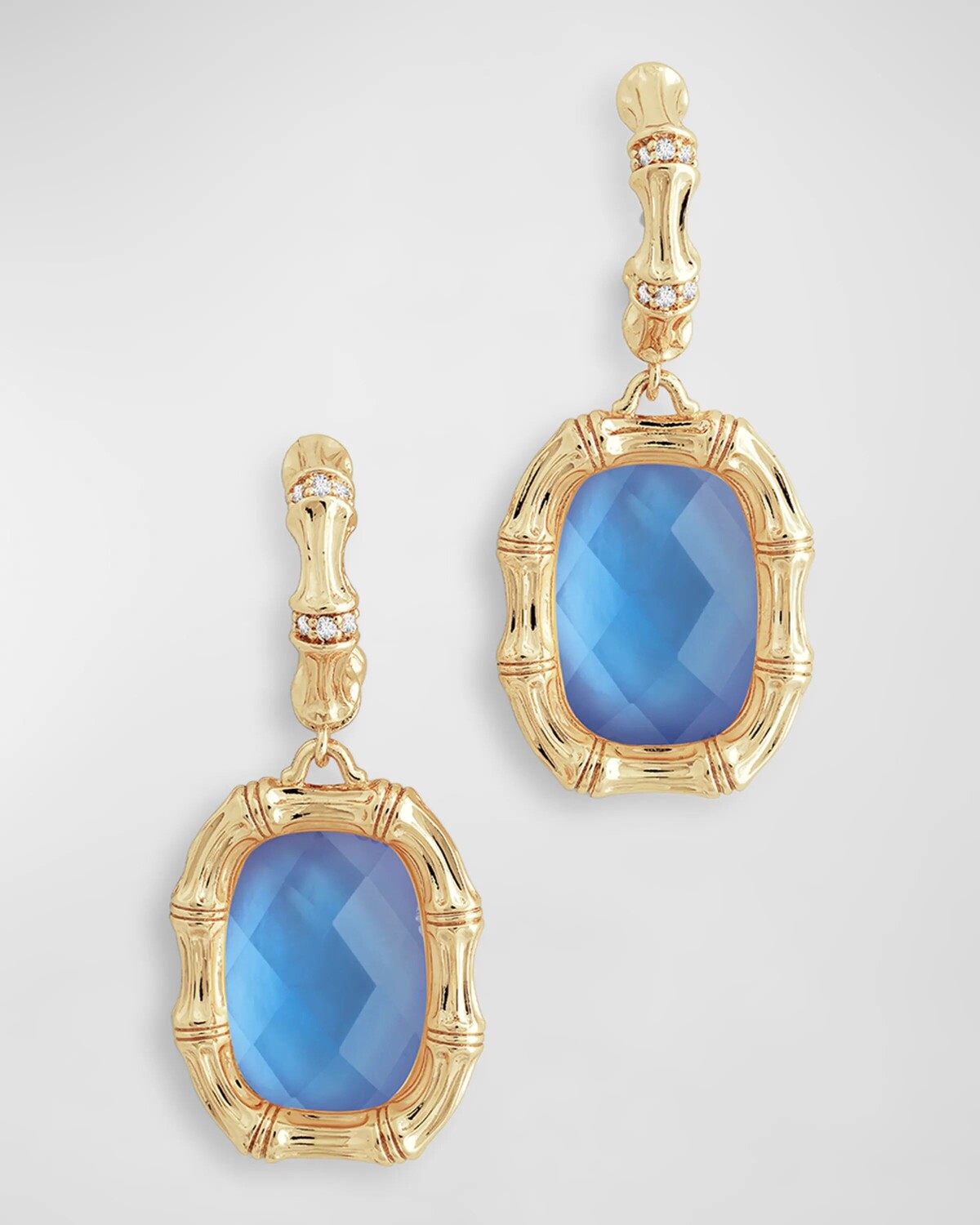 

Серьги-капли из бамбука с камнями Anabel Aram Jewelry, цвет Swiss Blue
