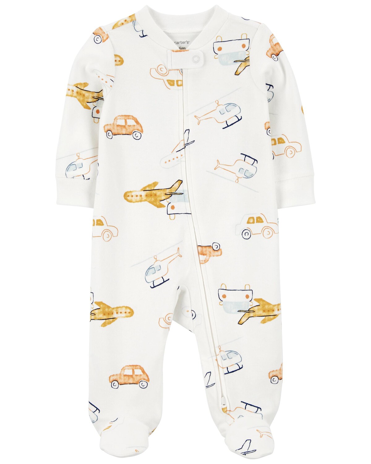 

Детские транспортные средства Двусторонняя молния Хлопок Sleep & Play Carter's, белый