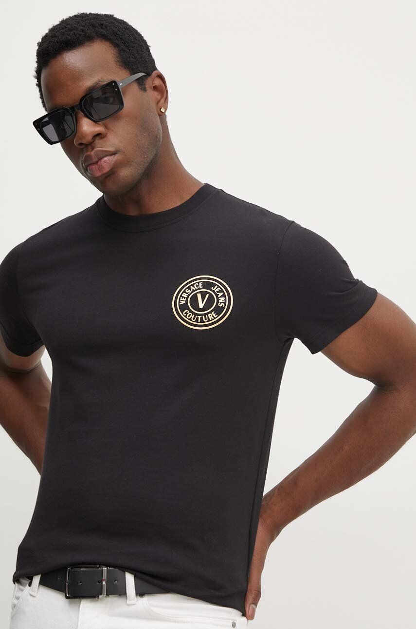 

Хлопковая футболка Versace Jeans Couture, черный