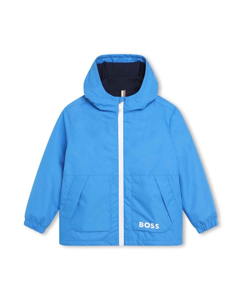 

Ветровка для мальчика с капюшоном и застежкой-молнией BOSS Kidswear, синий