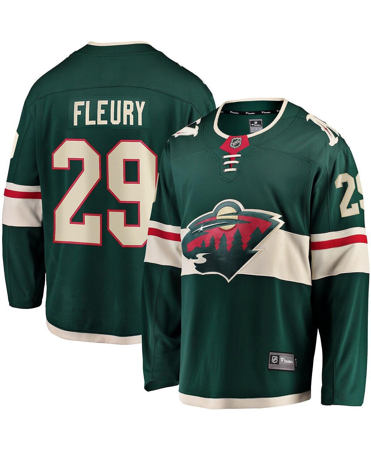 

Мужская фирменная футболка marc-andre fleury green minnesota wild home premier breakaway player Fanatics, зеленый