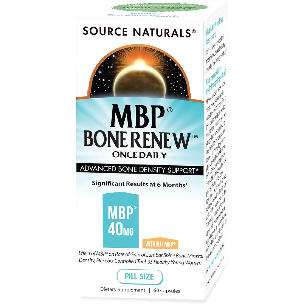 Кальций Source Naturals MBP Bone Renew Milk Protein For Advanced Density Support, 60 капсул пищевая добавка source naturals mbp bone renew 120 капсул
