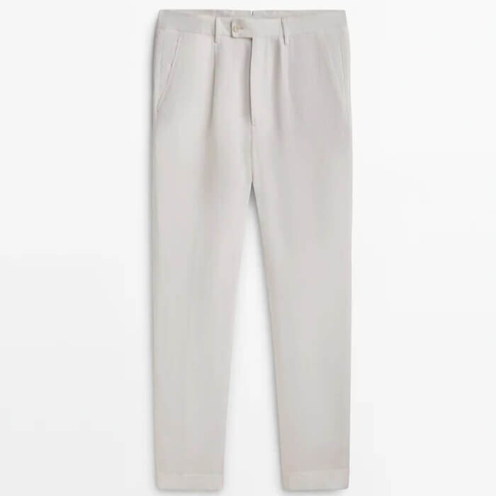 

Брюки Massimo Dutti Relaxed Fit Darted Linen, белый