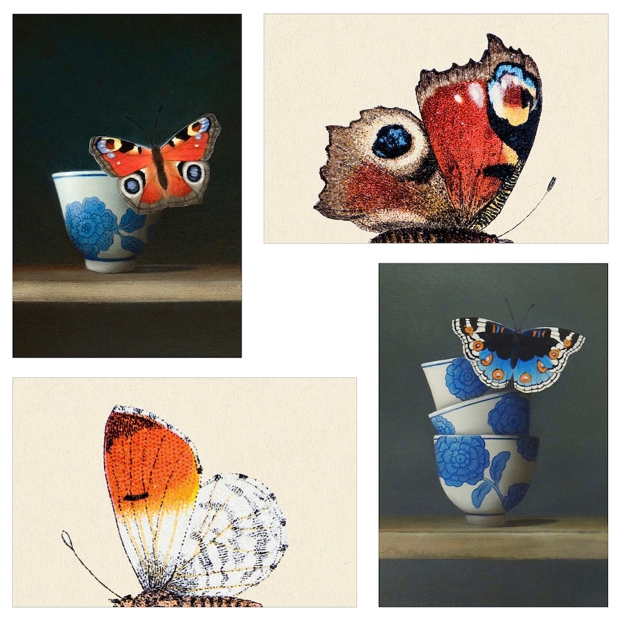 Набор художественных открыток Ikea Yllevad Butterflies, 10х15 см, 4 шт