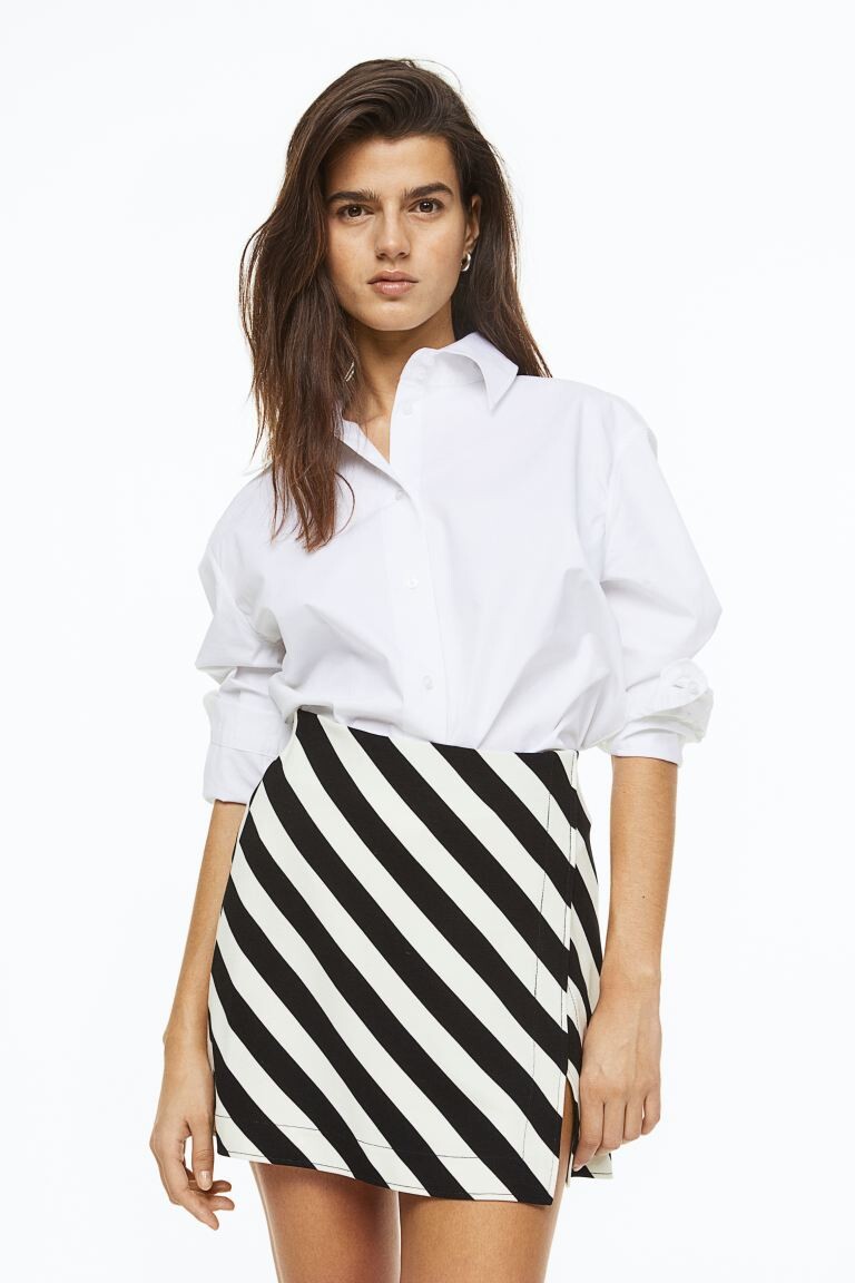 

Короткая юбка с запахом H&M, черные/белые полосы
